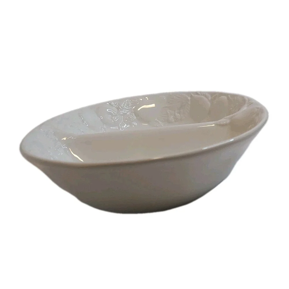 Winsor Browne AN12 Serving Dish‎ Embossed Floral Pattern Oval Made In Italy #8B6
